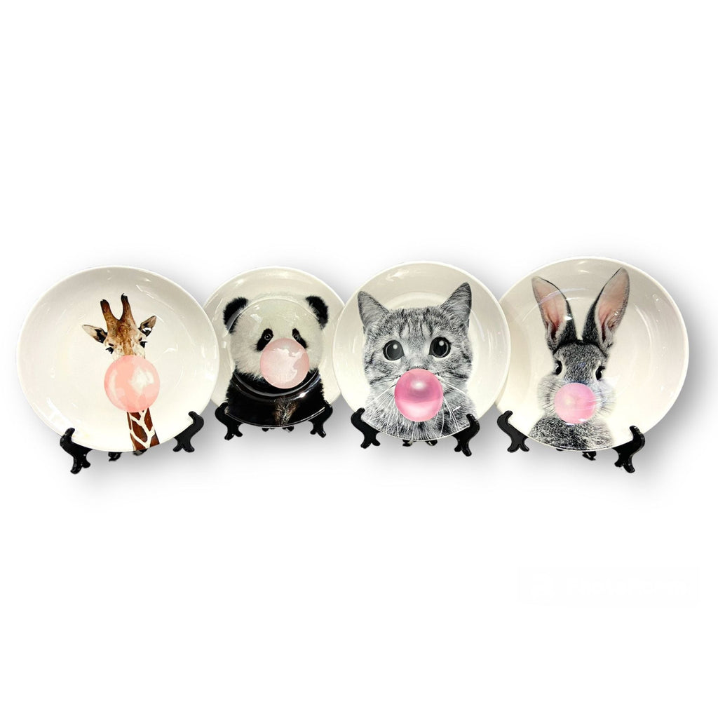 Animal Bubble Pop Art Decorative Ceramic Plate 8"