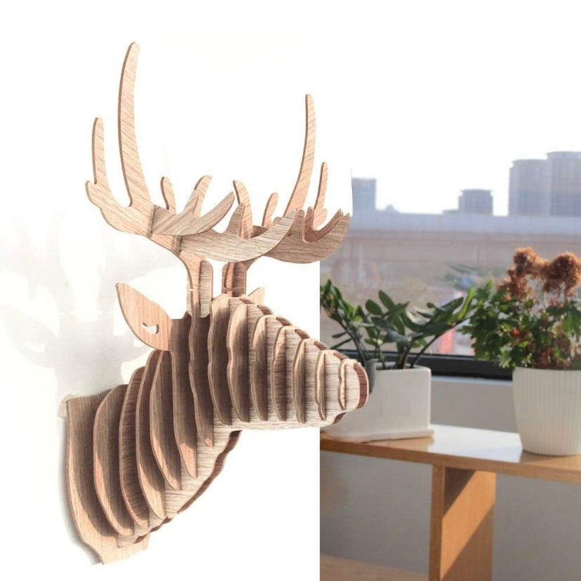 Wooden Deer Head Wall Art
